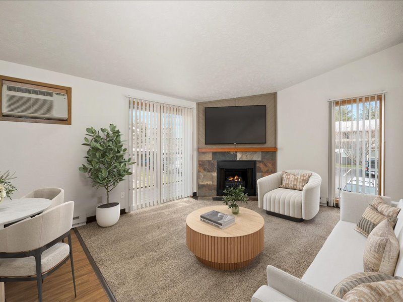 Staged living room, unit style 2B
